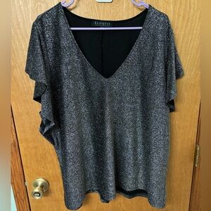 ELOQUII size 26/28 metallic flutter sleeve shirt worn once EUC